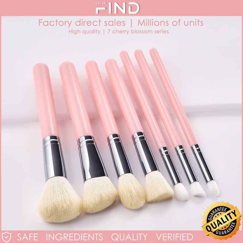 7-teiliges professionelles Make-up-Pinselset mit mattem Haar in Rosa, Reiseset, Direktverkauf ab Werk_voghion.com