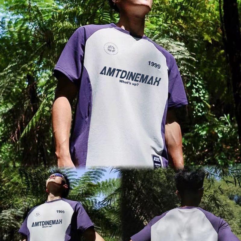 American Style Color-Block Shoulder Short Sleeve T-Shirt Patchwork Basketball Training Sports Summer Round Neck Running_voghion.com