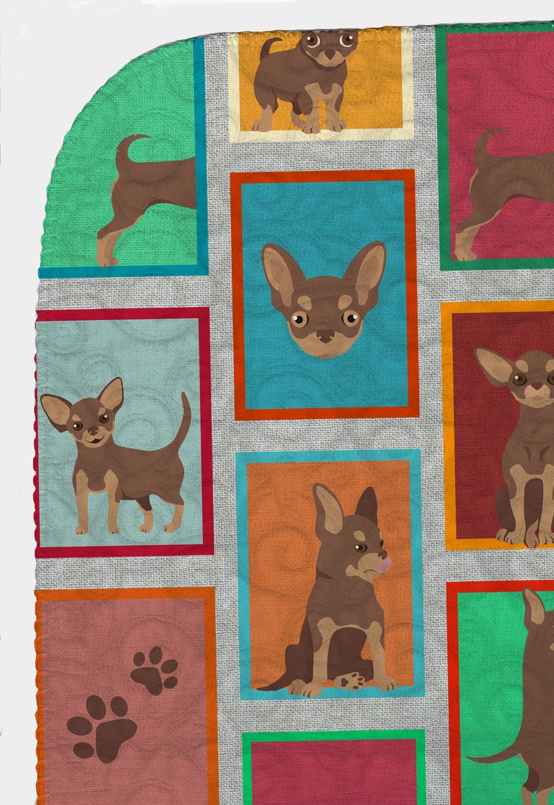 Lots of Chocolate Chihuahua Quilted Blanket 50x60 Artwork Pattern Quilted Throw Blanket for Bed, Couch, Sofa, Soft and Lightweight_voghion.com