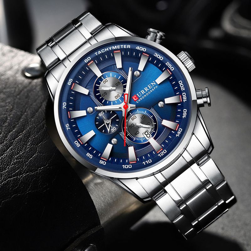 Curren 8351 Herren-Multifunktions-Quarzuhr mit Datumsanzeige, wasserdichte Armbanduhr mit rundem Zifferblatt für Business und Freizeit_voghion.com