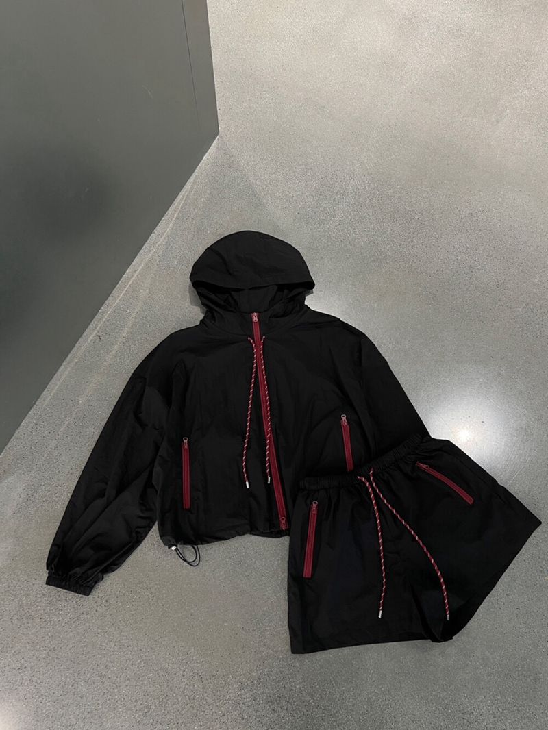 Ensemble deux pièces de style européen pour l'été 2024, veste légère ample et short de protection solaire, tenue de sport décontractée pour_voghion.com