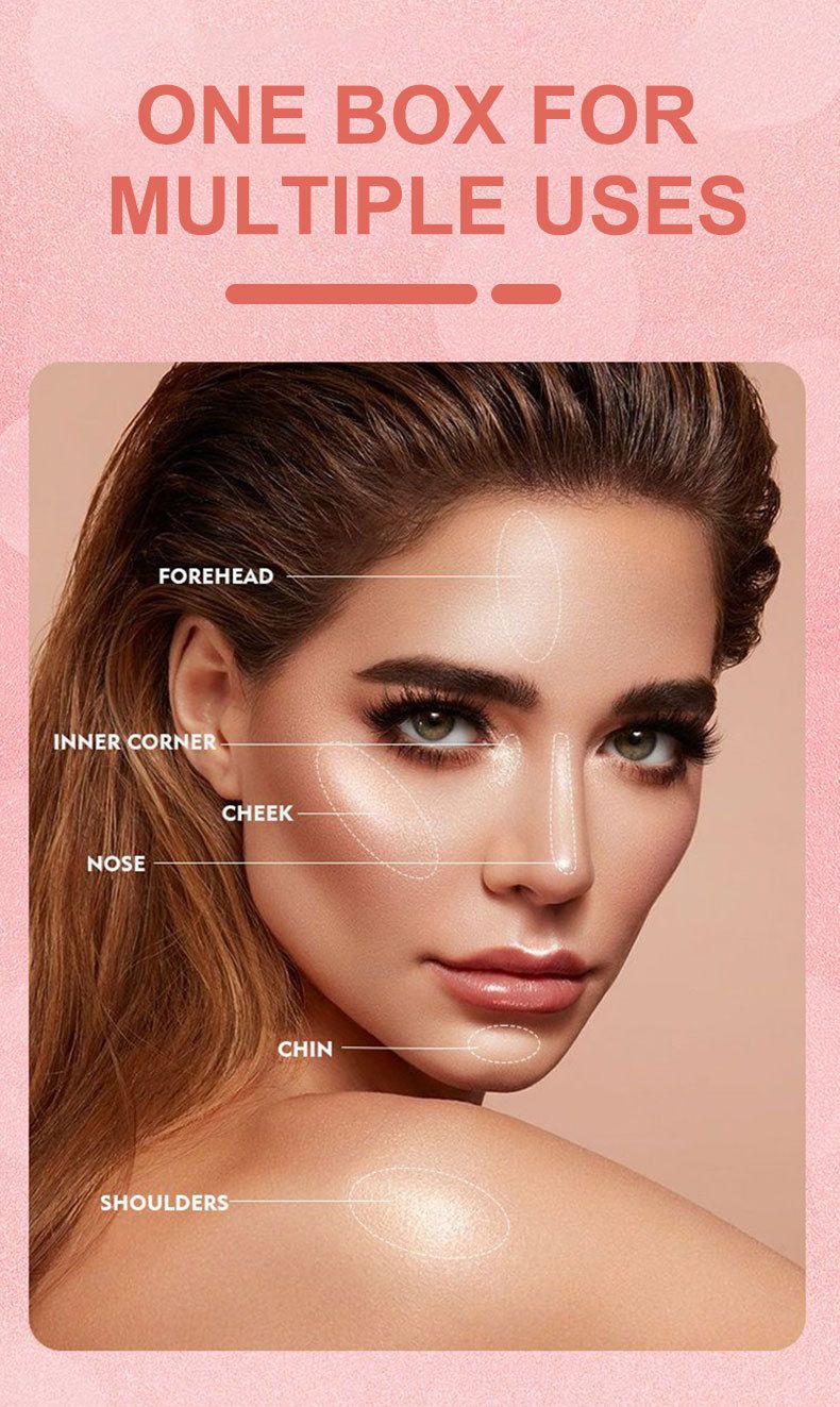 exclusieve levering van 6 kleuren diamant full body highlight poeder, natuurlijke driedimensionale gezichtsverhelderende parelblush dubbele kleur highlight_voghion.com
