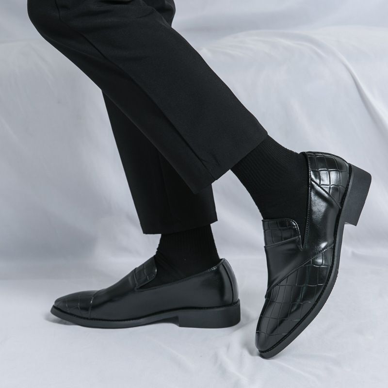 Unbeatable Quality Unbeatable Quality Large Size Le Fu In Spring And Autumn 2025, Korean Embossed Casual Formal Patchwork Leather Shoes For Men_voghion.com