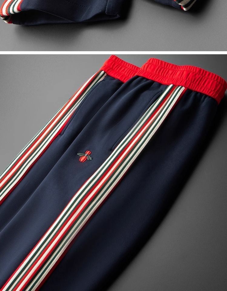 Herretøj Let Luksuriøs Forår Og Efterår Trendy Mærke Sportsbukser Stribede Snøre Joggingbukser Herre Broderet Bi Lige Casual Bukser Herre_voghion.com