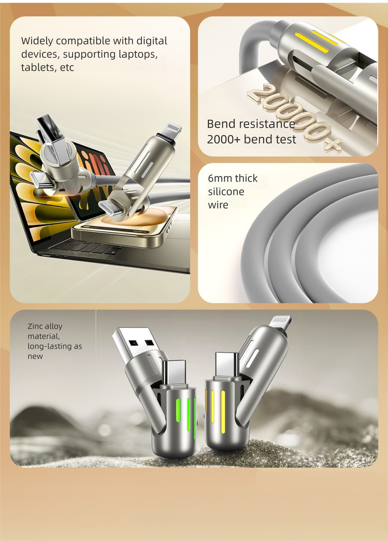 PD240W Light Column Colorful 2-in-2 USB-C Data Digital Fast Type-C Charging Cable_voghion.com