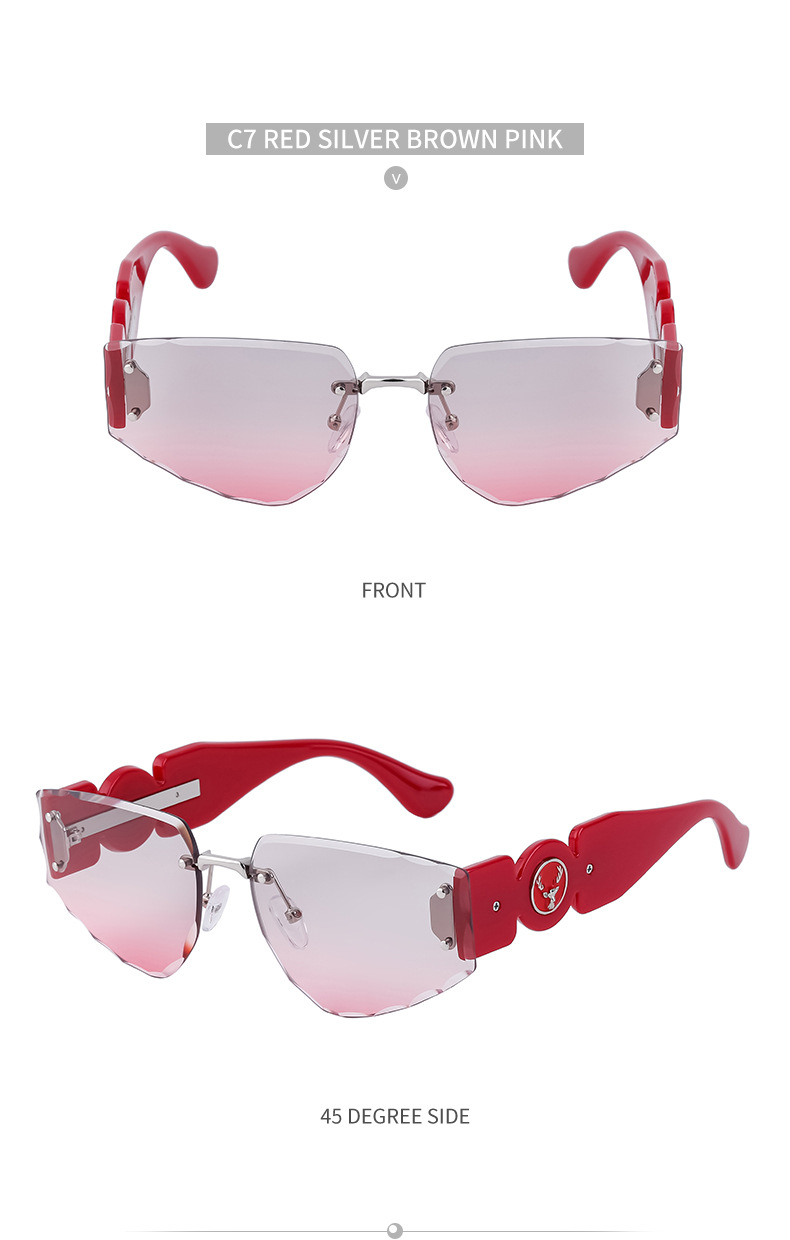 Unisex's sunglasses fashion frameless cut-edge carved sunglasses fashionable and personalized wide temple sunglasses_voghion.com