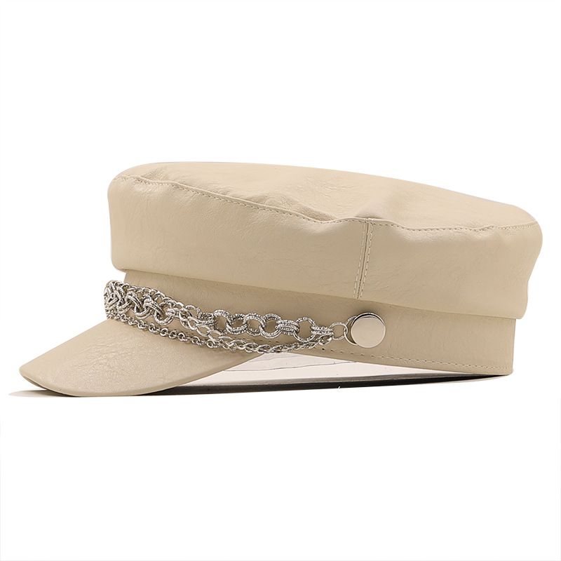 Unisex Jednostavna beretka s srebrnim lancem, ženska jesensko/zimska kapa, osmerokutna vintage slikarska kapa_voghion.com