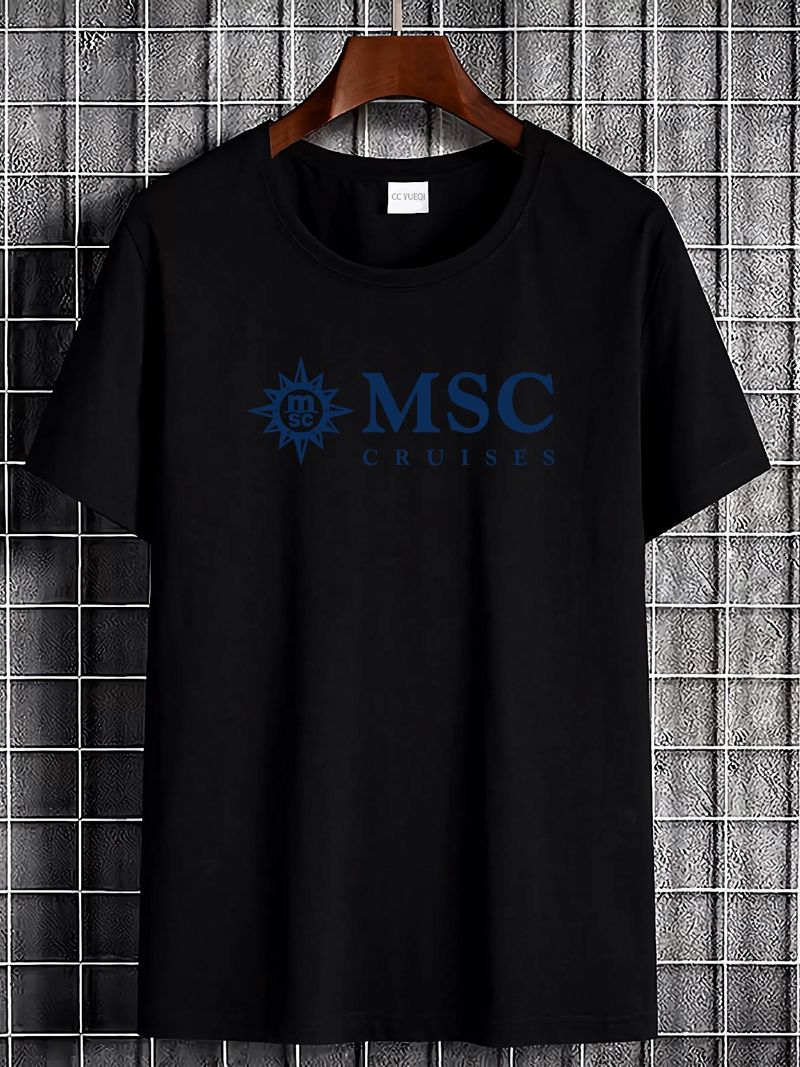 Camiseta de vacaciones de MSC Cruceros, transpirable, para hombre, versátil, a la moda, con gráficos, ligeramente elegante, para uso diario, informal, elástica, cómoda para verano._voghion.com