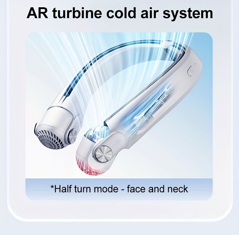 2024 New Wearable Neck Fan Portable Air Conditioner Rechargeable Bladeless Fan with 45° Adjustable Wind Directions for Outdoor_voghion.com
