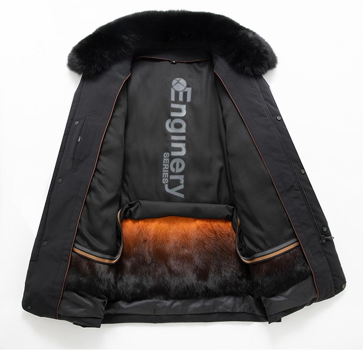 Afneembare 2-in-1 winterjas voor heren, 700 vulling, eendenveren, winddicht en thermisch voor extreme kou, middellange jas met ritssluiting_voghion.com