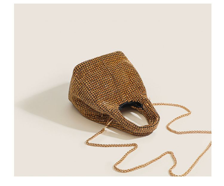 Borsa a secchiello con catena di diamanti di alta qualità, versatile, grande capacità, borsa a tracolla portatile con cestino per verdure_voghion.com