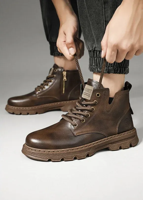 Knöchellange kurze Schaftschuhe für Herren, braune Booties, schwarze Herrenstiefel, Y2k-Angebot im Angebot, Retro, günstig, trendig, 2025, neue Angebote_voghion.com
