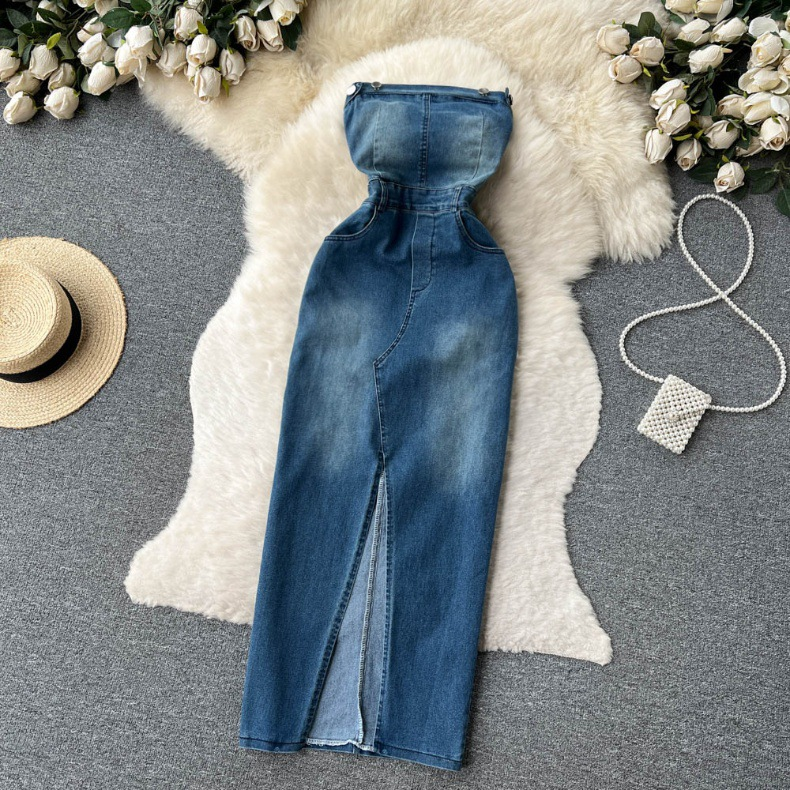 Damen Rock mat enger Schëller an enger Cowboy-Taille, sexy Split-Vintage-Stil_voghion.com