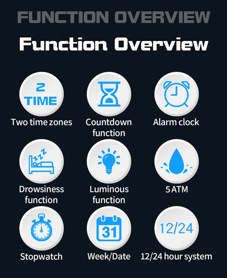 Orologio sportivo digitale da uomo e da donna con sveglia, impermeabile, multifunzione, retroilluminazione a LED, cronometro, timer per il conto alla rovescia, design leggero e di lusso_voghion.com