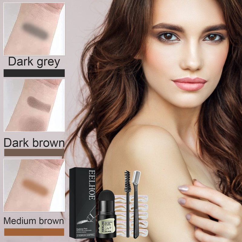 Druckset Haarlinie Rosa Lazy People Natürliches Make-up verblasst nicht schnell Augenbrauenkarte_voghion.com