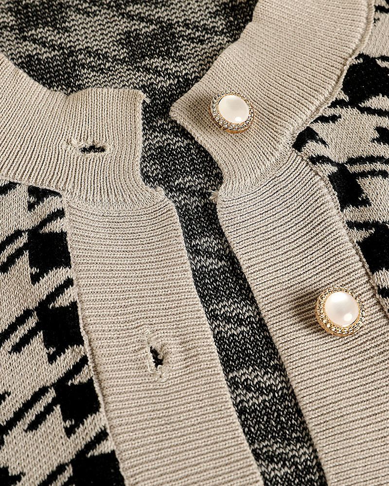 Women's Clothing autumn and winter new khaki houndstooth coat_voghion.com