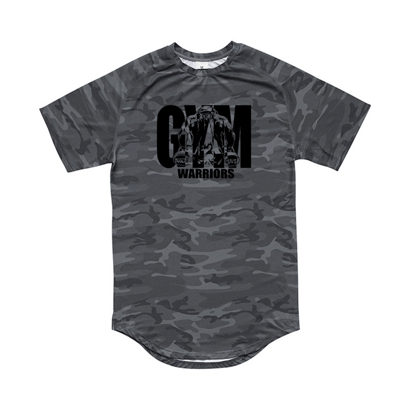 Américain course Fitness camouflage haut hommes été nouveau demi manches T-shirt à la mode sport à manches courtes chemise_voghion.com