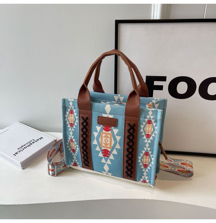 Borsa a tracolla da donna, borsa da donna portatile in cotone e lino stampato stile bohémien_voghion.com