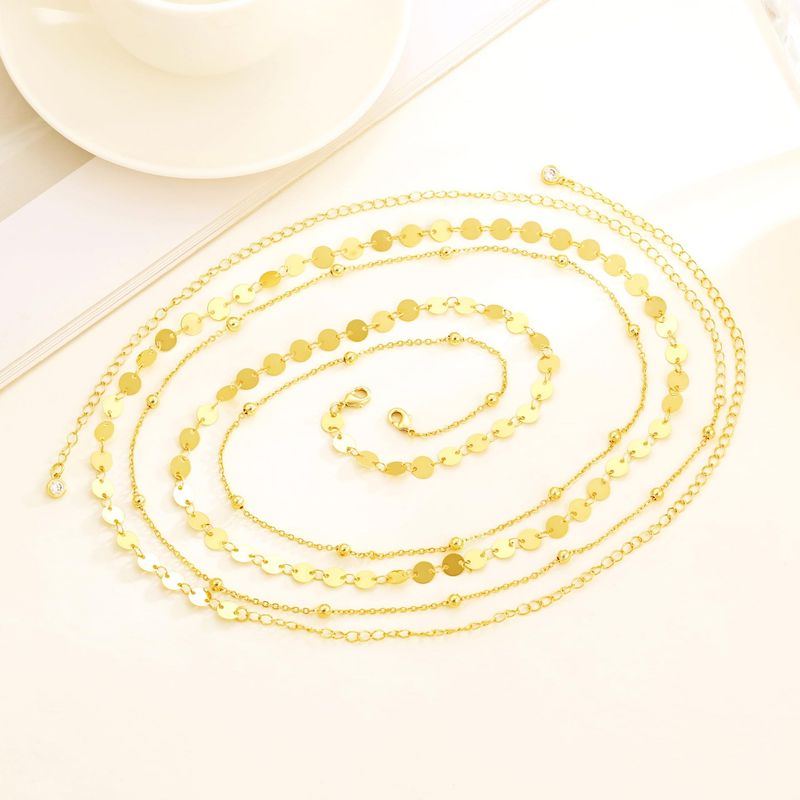 European And American Jewelry New Metal Sequin Round Bead Chain Sexy Waist Chain Adjustable Body Chain Personalized Navel Chain_voghion.com