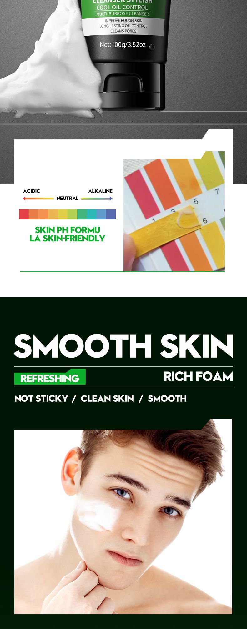 SADOER Multi-Effekt-Reiniger Ölkontrolle Akne-Reinigung Gesichtsreinigung für Männer Gesichtsreiniger Reinigend und kontrollierend Öl, feuchtigkeitsspendend und feuchtigkeitsspendend,_voghion.com