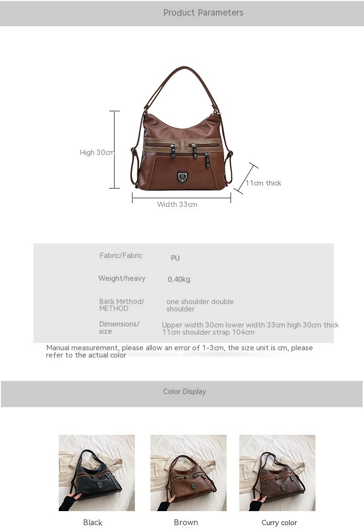 Femeii geantă de mână de umăr dublu Crossbody geantă de mână de mare capacitate geantă de mână retro cu un umăr la subraț_voghion.com