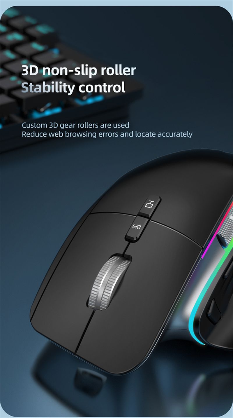 2,4 G Kabellose Bluetooth RGB Wiederaufladbare Ergonomische Computermaus Für Gaming Office_voghion.com