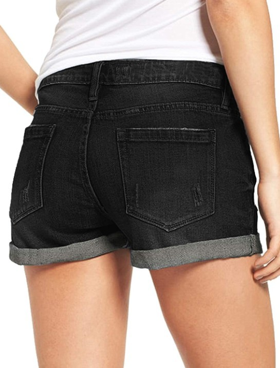 Pantaloncini di jeans strappati elastici da donna_voghion.com