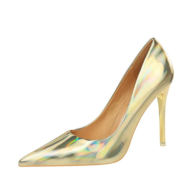 202 Femmes 10.5cm Talons Hauts Bleu Vert Escarpins De Saint-Valentin Brillant Stripper Stiletto Mariage Fétiche Chaussures Grande Taille_voghion.com