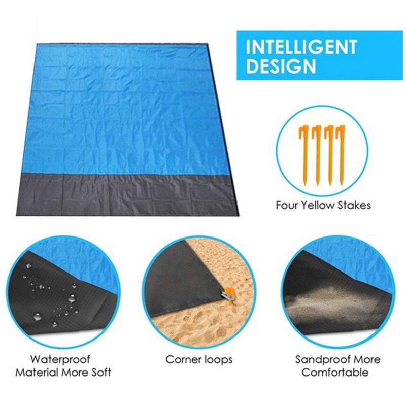 Cobertor de praia de bolso à prova d'água, colchão dobrável para acampamento, tapete leve portátil, tapete para piquenique ao ar livre, tapete de praia de areia_voghion.com