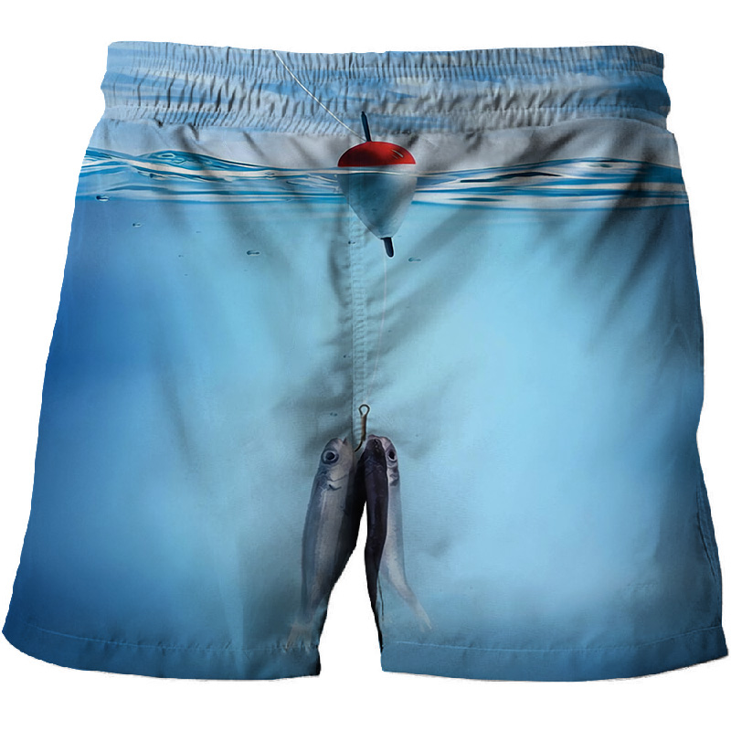 2023 Herren-Badeanzug mit 3D-Druck, blau bedruckter Badeanzug, Strand- und Boardshorts, modische Urlaubs-Strandhose_voghion.com