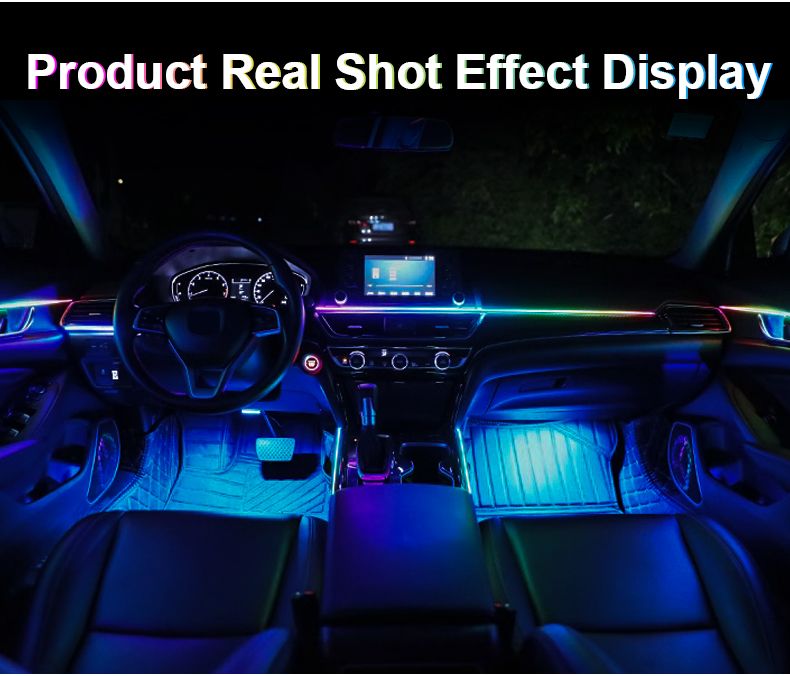 Luz ambiental LED para coche, 18 unidades, 22 en 1, RGB, 213 colores, 64 tiras acrílicas, Symphony Streamer, kit de lámpara de ambiente arcoíris para interiores_voghion.com