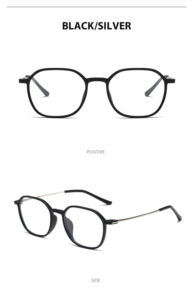 Anti-Blu-ray Flat Light PC Metall Retro Fashion Student Stylee Brillengestell für Herren und Damen_voghion.com