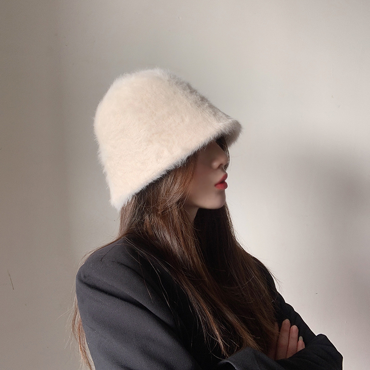 Hoeden voor dames in de winter, Koreaanse ins schattig konijnenhaar emmer veelzijdige koude en warme vissershoed, bassinhoed trend_voghion.com
