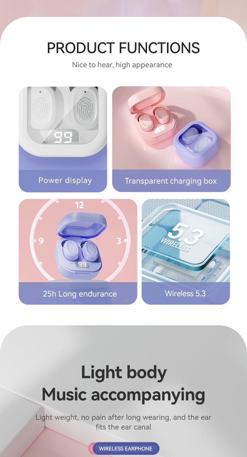 Nuovo auricolare Bluetooth BY18, mini auricolari in-ear a doppio orecchio, display digitale con custodia di ricarica, cuffie sportive_voghion.com