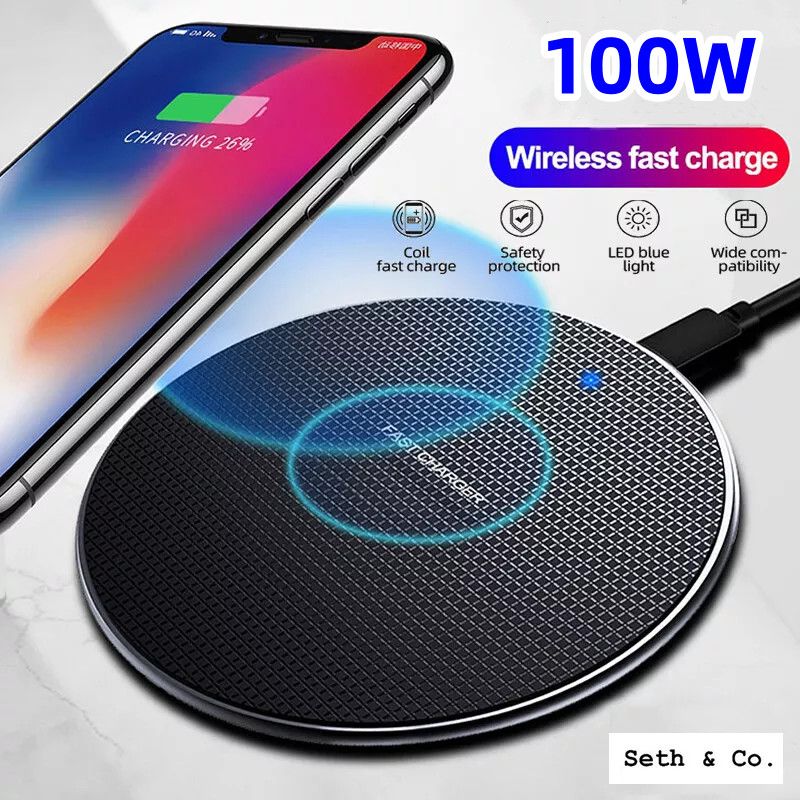 100W Fast Wireless Charger Charging Pad For Apple IPhone & Samsung & Universal_voghion.com
