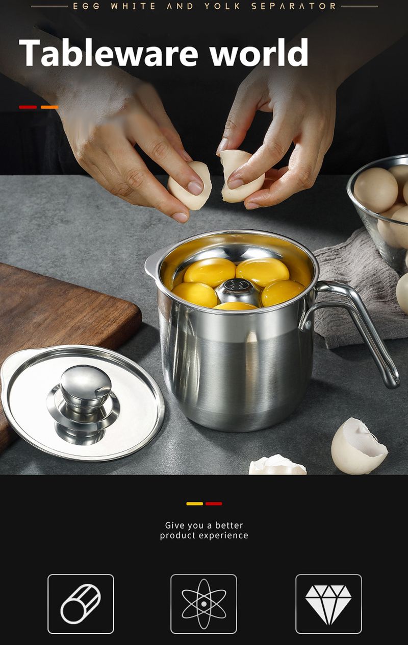 1pc 304 Stainless Steel Egg White Separator Large Capacity For Healthy Cooking Baking Effortless Yolk Separation Durable Easy Clean_voghion.com