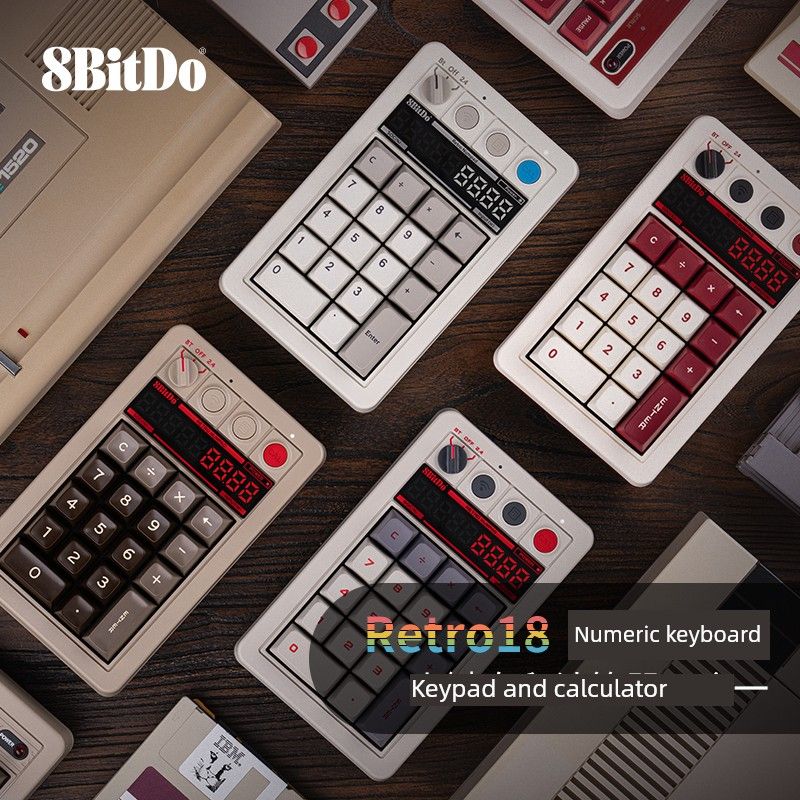 Acht-Bit-Hall Retro18 Drahtloser digitaler Tastaturrechner Zwei-in-Eins-Retro-Stil LED-Anzeige 8bitdo_voghion.com