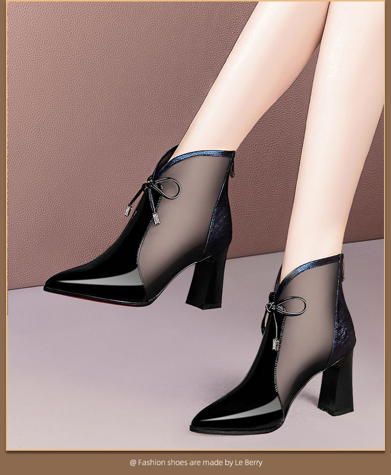 Marke True Soft Leder Sandalen Vielseitig Spitze Mesh Martin Stiefel Damen Mesh High Heels Mesh Stiefel High Heels_voghion.com