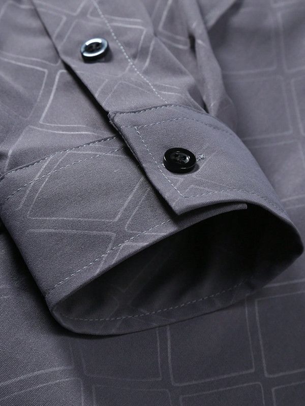 Camicia casual a quadri scuri a maniche lunghe da uomo_voghion.com