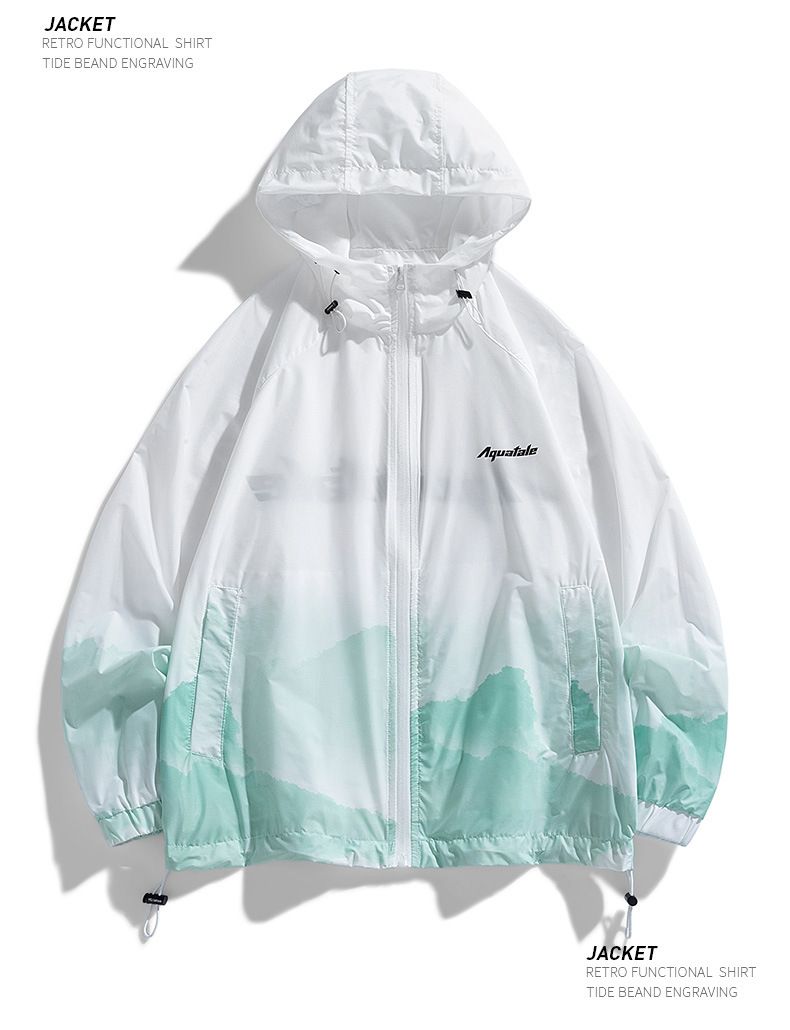 Îmbrăcăminte de protecție solară în stil gradient peisagistic pentru bărbați și femei, vară, rezistentă la UV și cu uscare rapidă_voghion.com