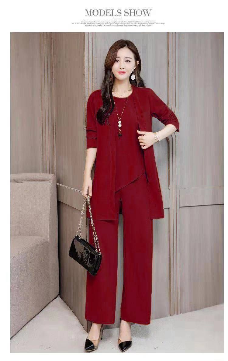 Fashionable Plus Size Women's Suit New 2025 Autumn Winter Wide Taipai Slimming Stylish Women's Clothing Three-Piece Set_voghion.com