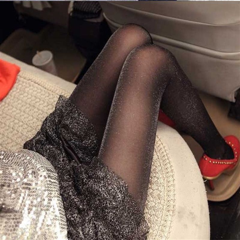 2025d Spring Summer Thin Pearl Glossy Stockings Sexy Shiny Glass Crystal Anti-Snag Transparent Pantyhose_voghion.com