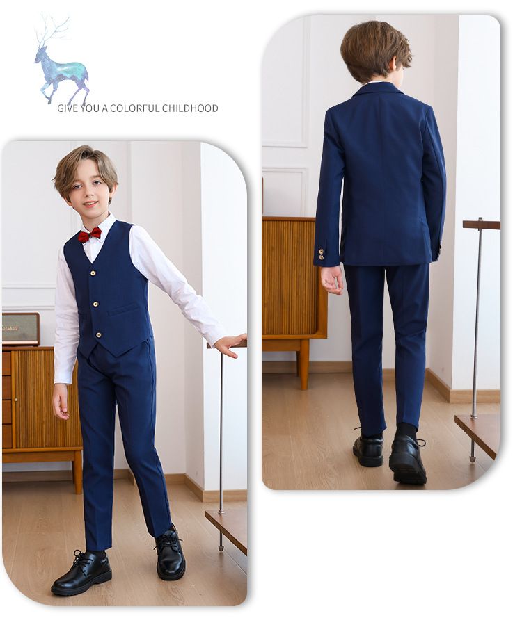 Grenzüberschreitender Außenhandel Kinderanzugkleid Herbst Neues britisches Blumenmädchen-Hochzeitskleid für Jungen Event-Host-Performance-Kleid_voghion.com