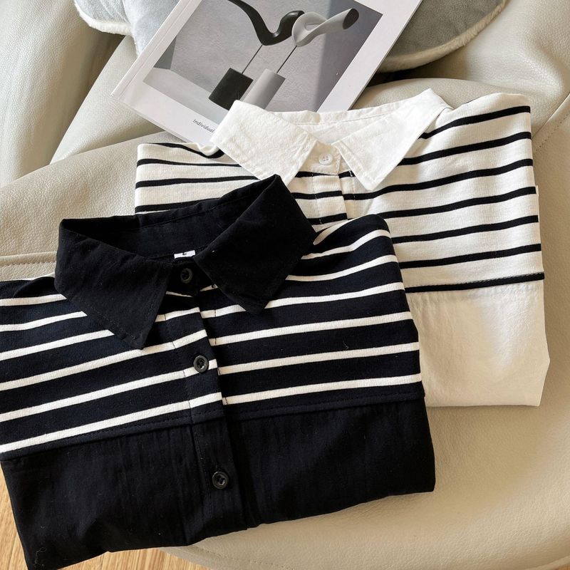 Is~Korea versie van Ramie kinder verticale streep jongens meisjes temperamet, revers cardiga shirt voor sprig ad_voghion.com