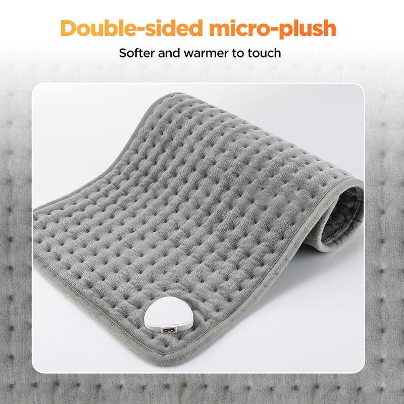 Termoforo regolabile a 10 velocità - Coperta elettrica portatile per terapia e calore, tessuto non tessuto ultra morbido (60x30 cm, grigio argento, spina)_voghion.com