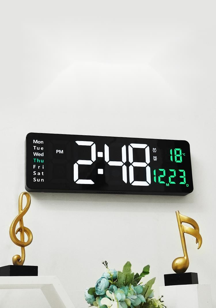 16inch Large Screen Function Display Nordic Digital Simple Living Room LED Wall Clock 6626_voghion.com