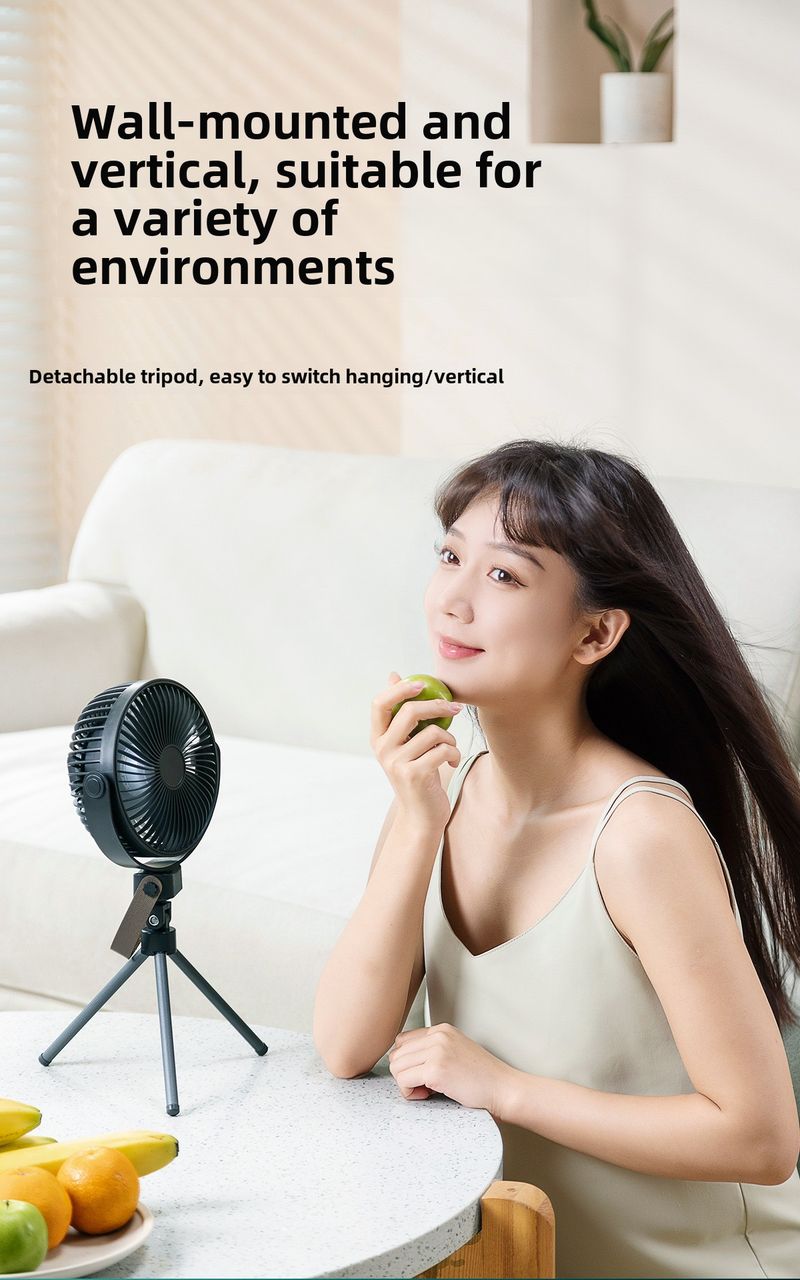 Outdoor Tripod Portable Camping Small Ceiling Fan Usb Charging Long Battery Life Portable Two-in-one Lighting Fan_voghion.com