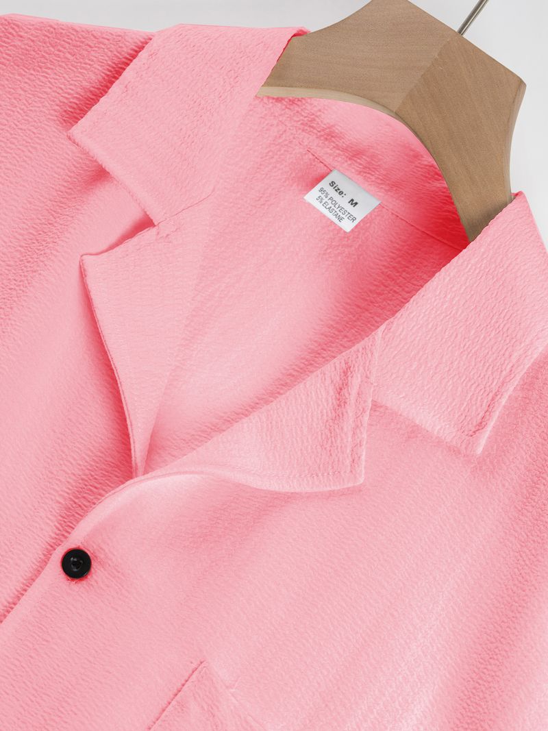 Camicia da uomo estiva da uomo, in cotone e lino, tinta unita, ampia e casual, con bottoni, a maniche corte_voghion.com