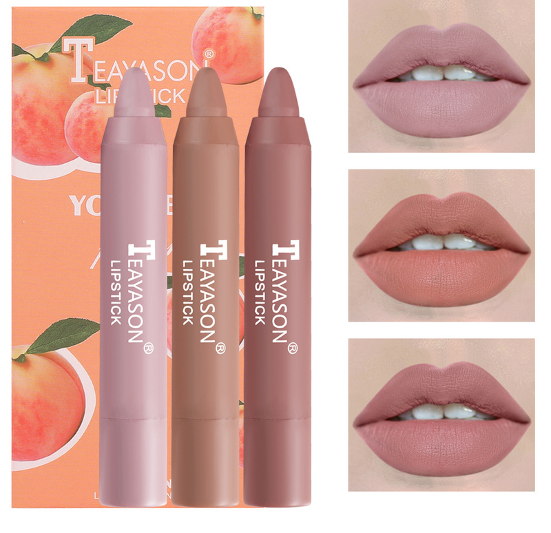 Set di 3 rossetti in pastella per il trucco - Mini kit di rossetti opachi e vellutati_voghion.com