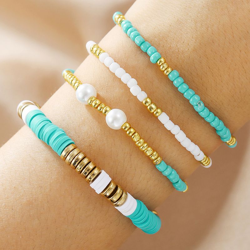 Women's Holiday Style Soft Clay Beaded Colorful Bracelet Set Bohemian Stacking Pearl Bracelet_voghion.com